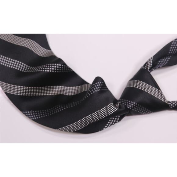 Vitaliano Pancaldi Italy Black Gray Striped Silk Handmade Necktie Italy - Picture 1 of 7